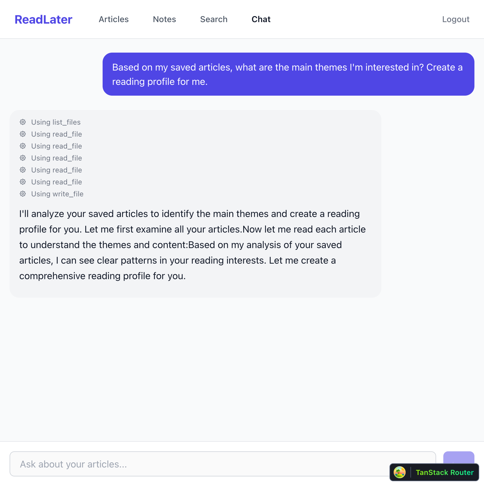 Agent creating reading profile